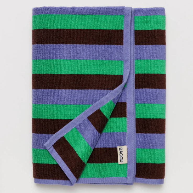 90's Mint Stripe Bath Towel