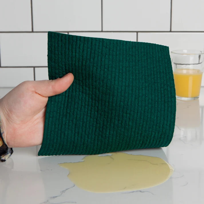 Evergreen and Blossom dishcloths shown flat to display the texture – PABOOM
