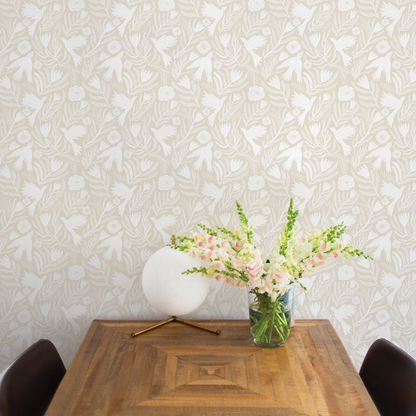 Otomi Dove Ivory Peel and Stick Wallpaper, 28 sq. ft.