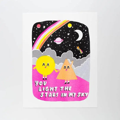 You Light The Stars Risograph Print - PABOOM
