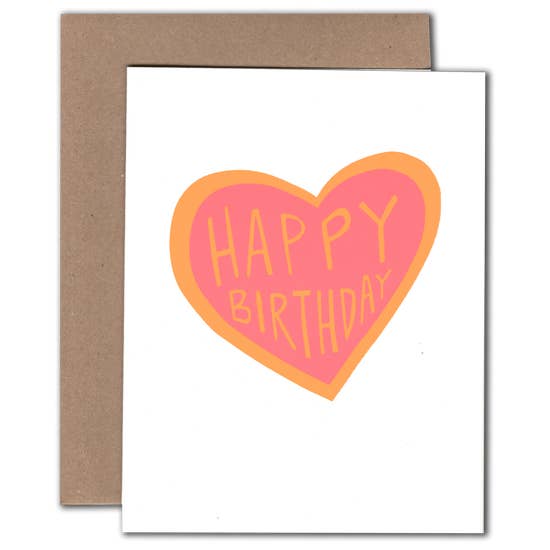 Neon Bday Heart Letterpress Card