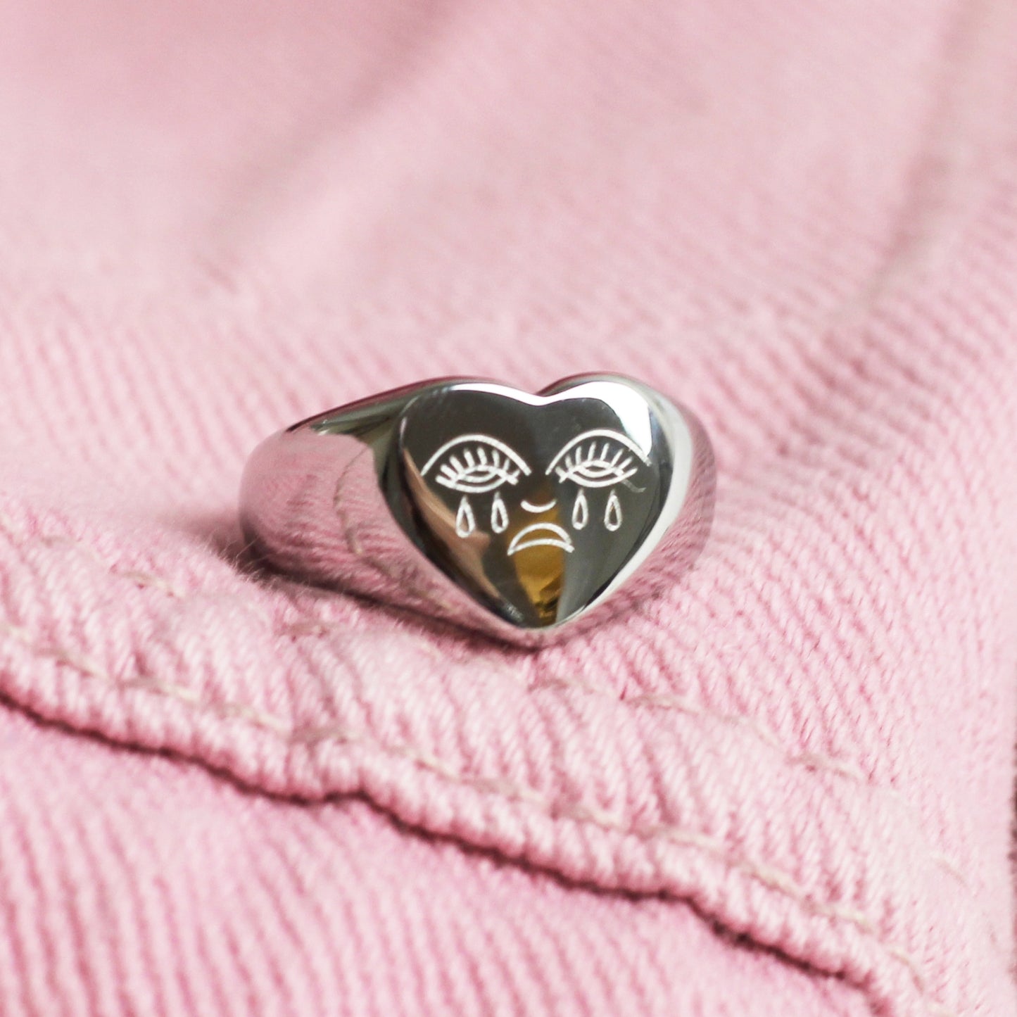 Crying Heart Signet Ring