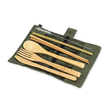 Cutlery Set in Roll Green