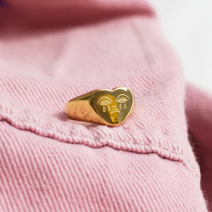 Crying Heart Signet Ring