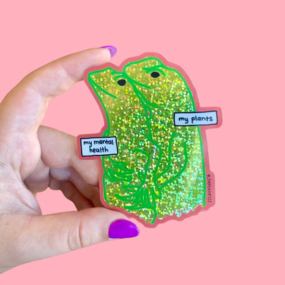 Emotional Support Lizard Glitter Sticker