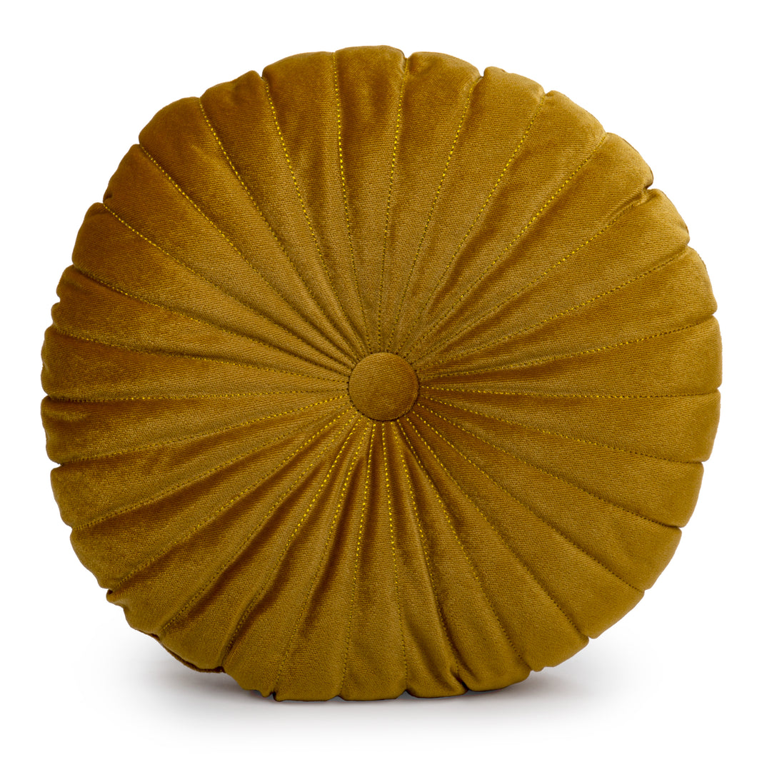 Pintuck Golden Round Cushion