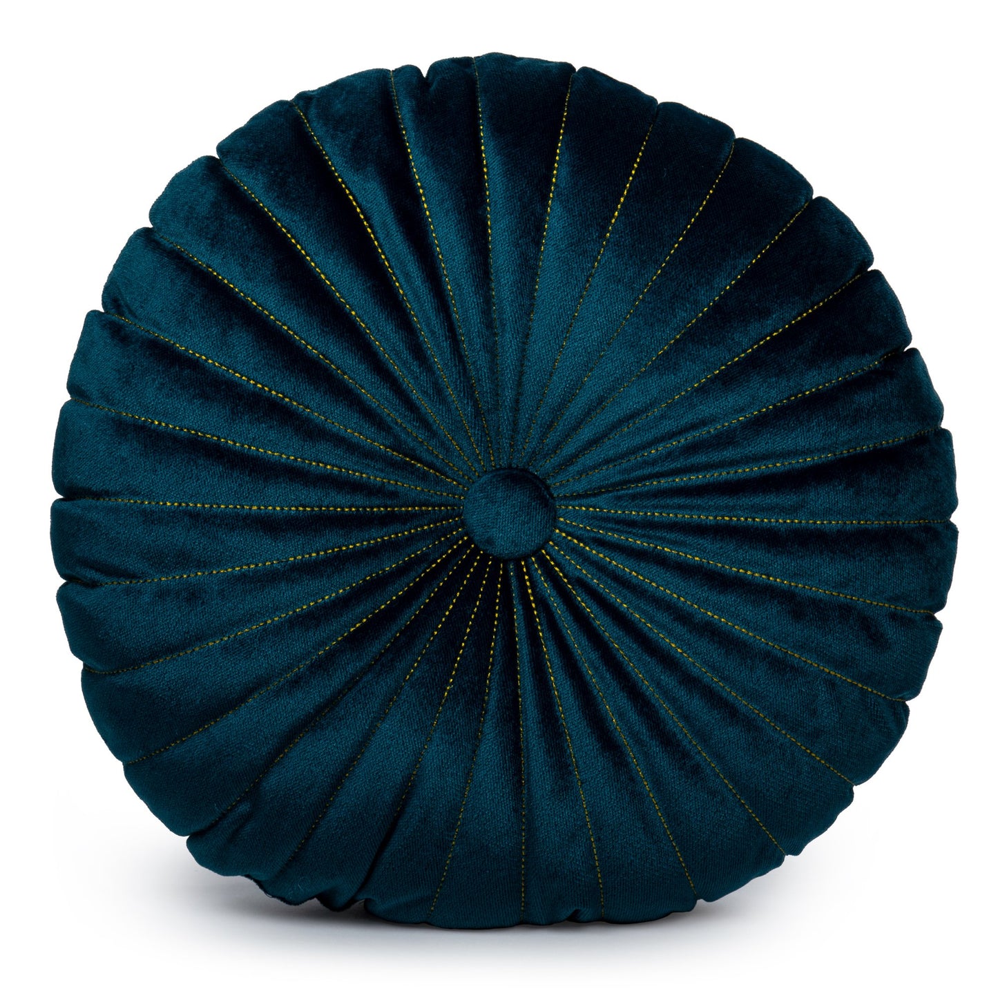 Pintuck Teal Round Cushion