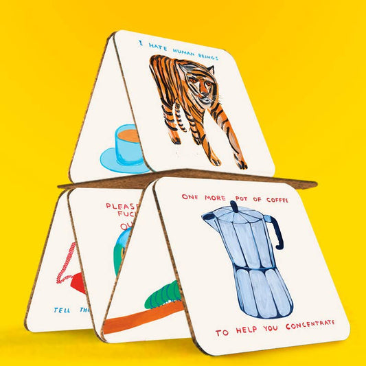 David Shrigley Coaster Set of 6 Mixed Designs