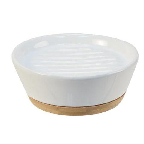 Ceramic w/Bamboo Soap Dish
