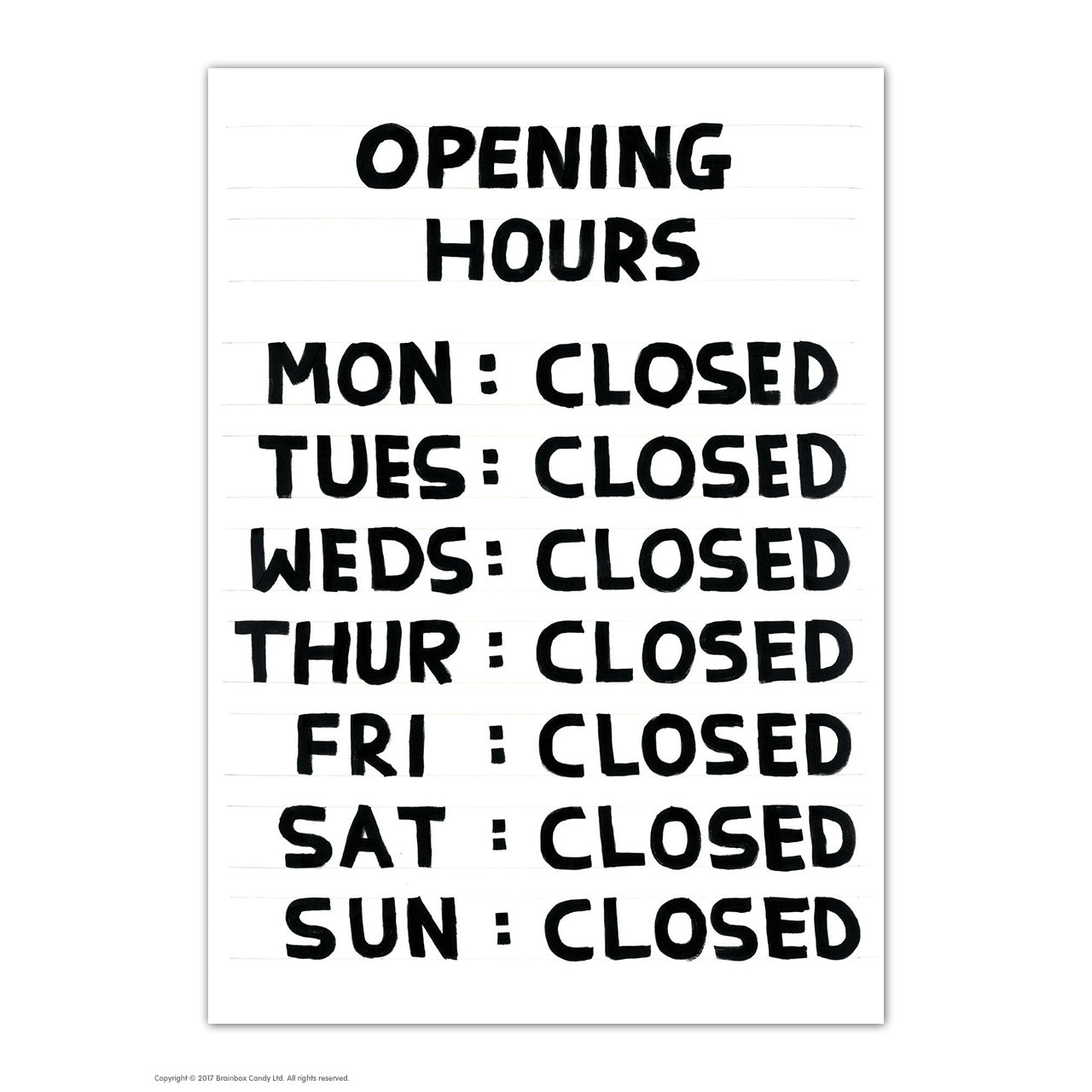 Opening Hours Postcard