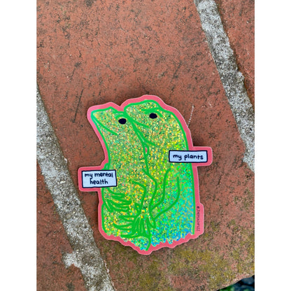 Emotional Support Lizard Glitter Sticker