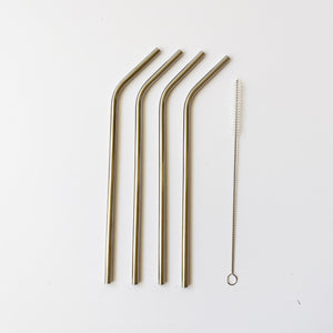 Stainless Steel Straws + Brush 4pc