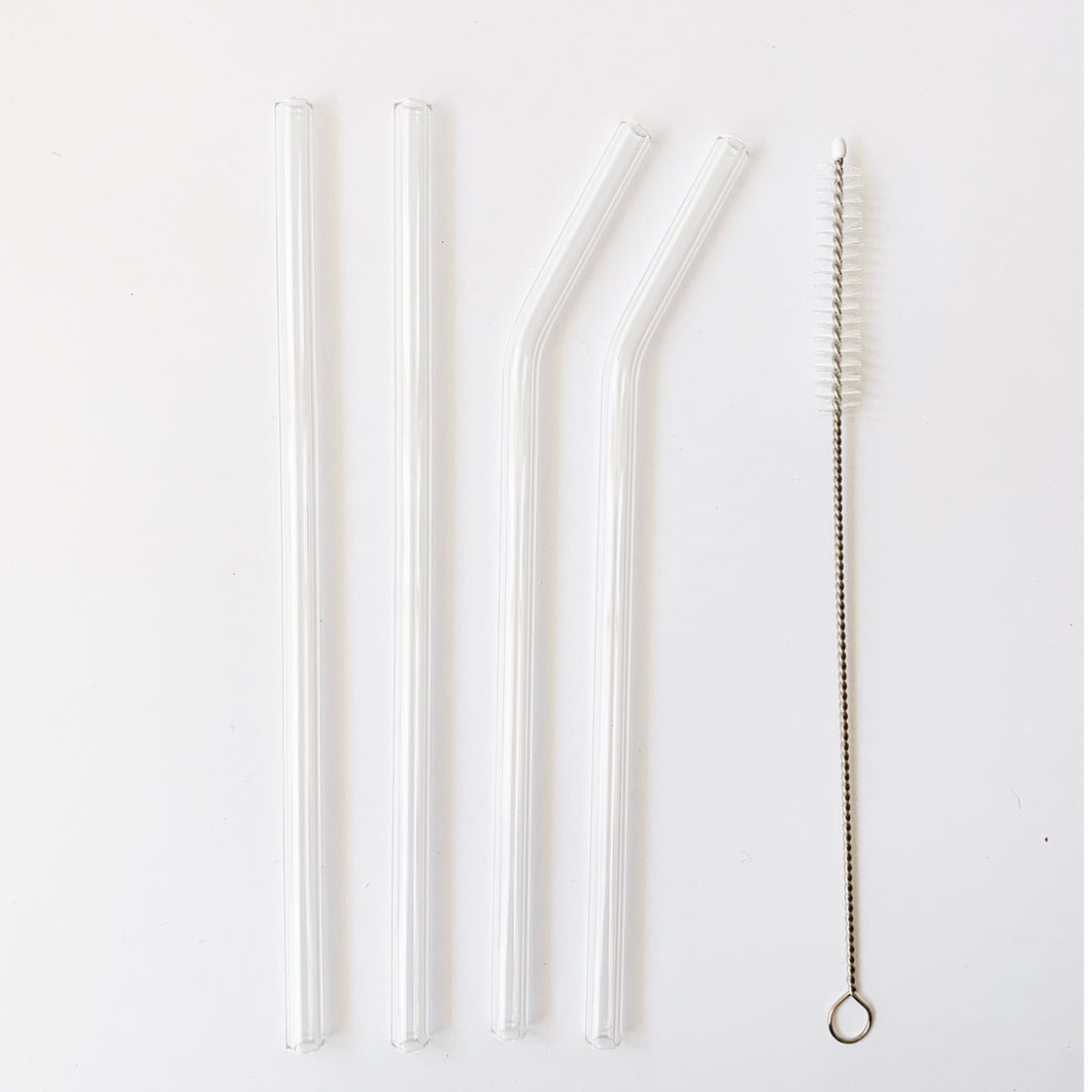 Glass Straws + Brush 4pc