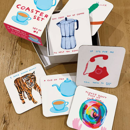 David Shrigley Coaster Set of 6 Mixed Designs