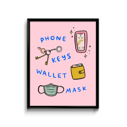 Phone Keys Wallet Mask Print