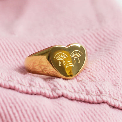 Crying Heart Signet Ring