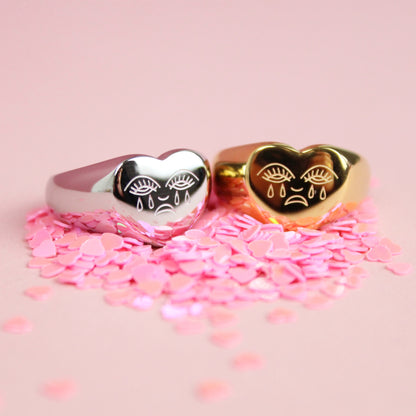 Crying Heart Signet Ring