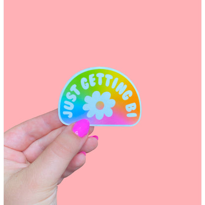 Just Getting Bi Rainbow Sticker