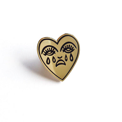 Crying Heart Enamel Pin, Gold